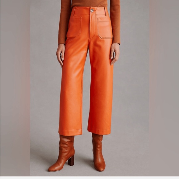 The Colette Cropped Wide-Leg Pants by Maeve: Faux Leather Edition - worn once - Picture 1 of 4